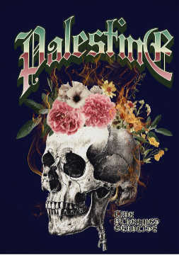 Skull Bloom – Free Palestine Tee in royal blue