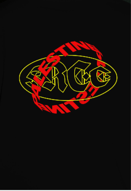 Free Palestine- Distorted Text Graphic Tee in black