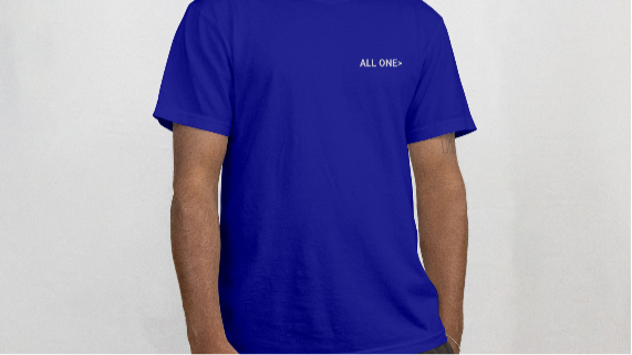 Freedom for Palestine tee in royal blue and off-white