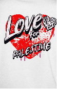 Love for Palestine T-shirt- white with red heart