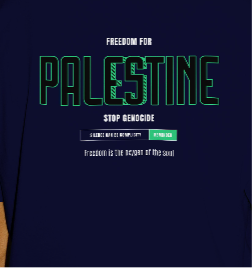 Freedom for Palestine graphic men’s T-shirt in navy