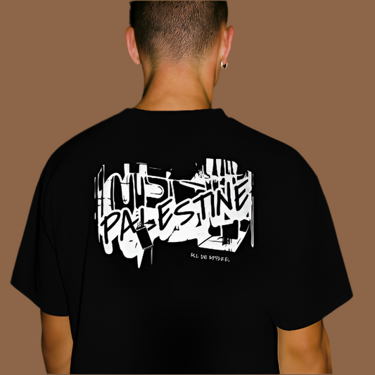 3D Bold Palestine Statement T-Shirt - Black