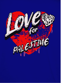 Love for Palestine T-shirt-royal blue with red heart