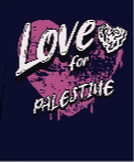 Love for Palestine T-shirt - Navy with purple heart