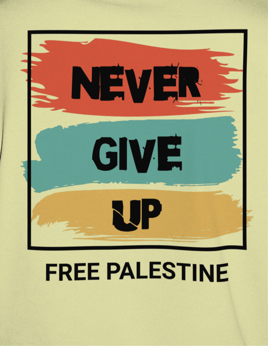 Free Palestine- Never give up statement tee in off white