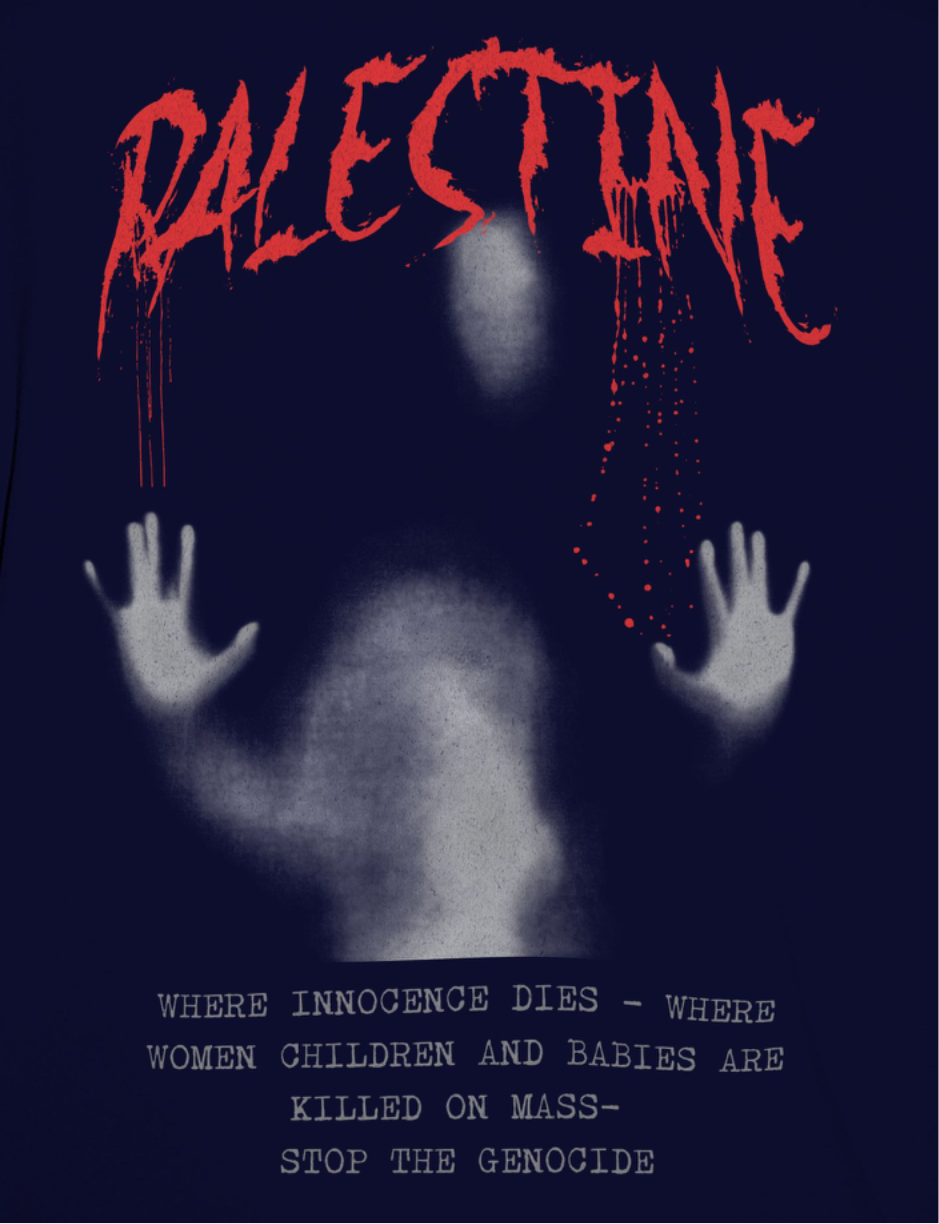 Palestine- ghost graphic tee in navy