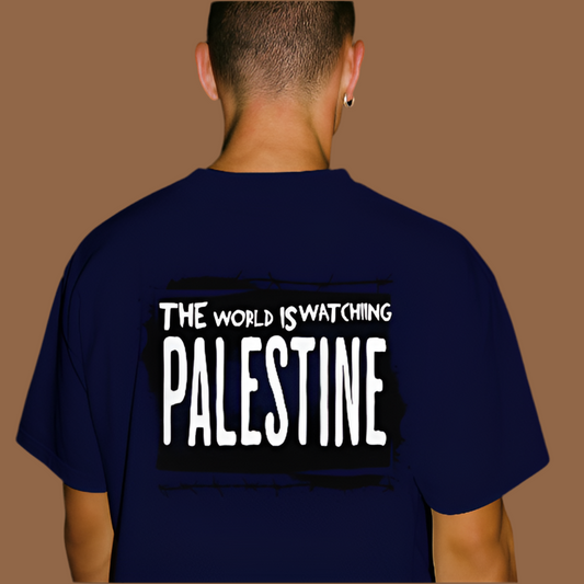 Eyes on Gaza - Statement Graphic Tee in navy