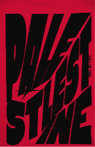 Palestine tee in red with black bold text