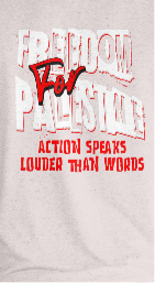 Freedom for Palestine tee in sport grey with red and white text