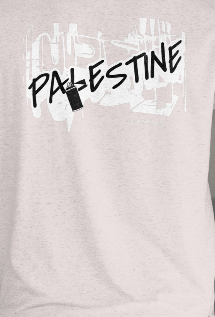 3D Bold Palestine Statement T-shirt- sport grey ( Black and white graphic)