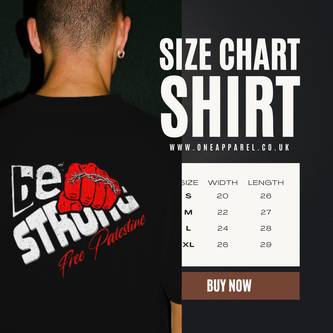 Free Palestine tee shirt in black- with be strong graphic design