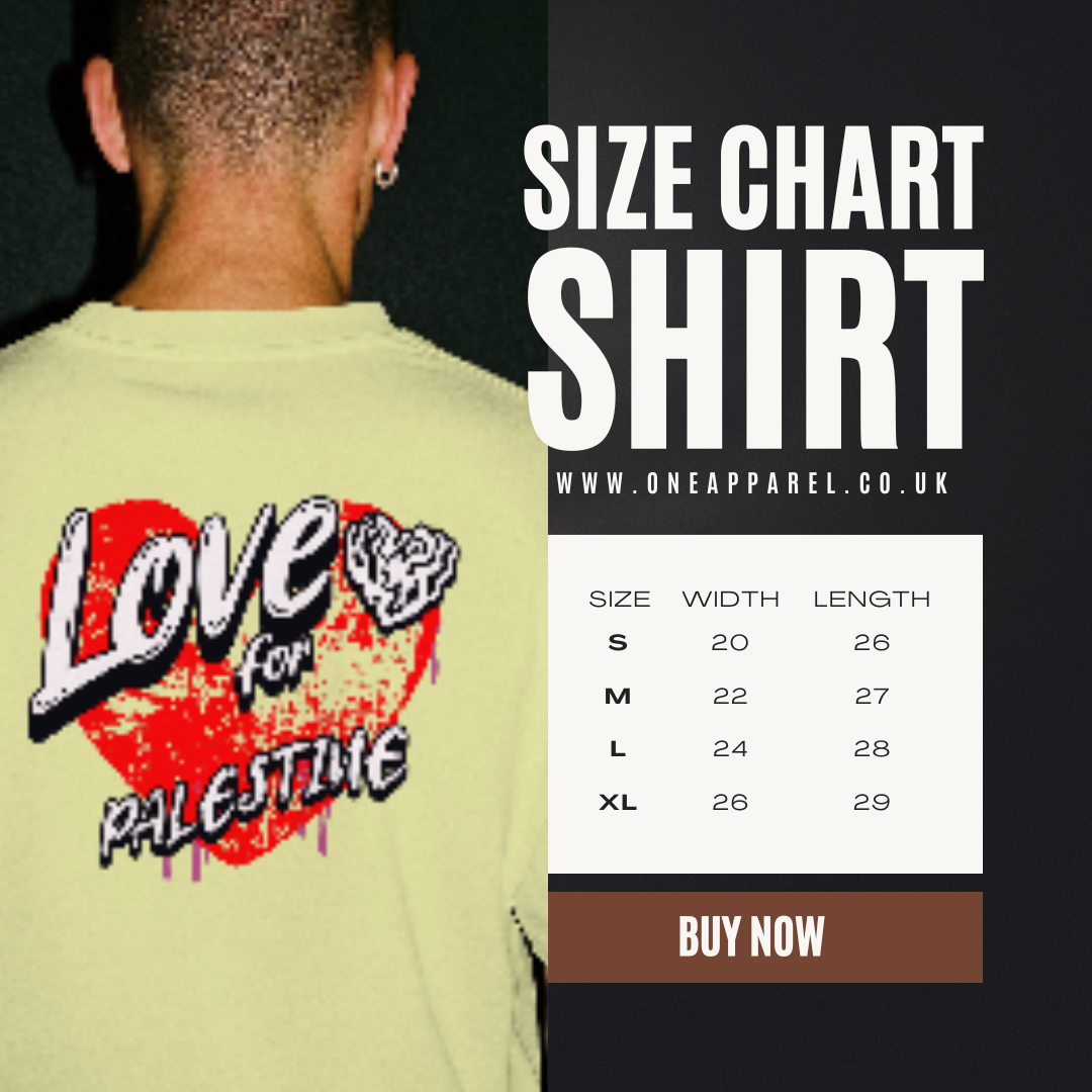 Love for Palestine T-shirt- off white with red heart