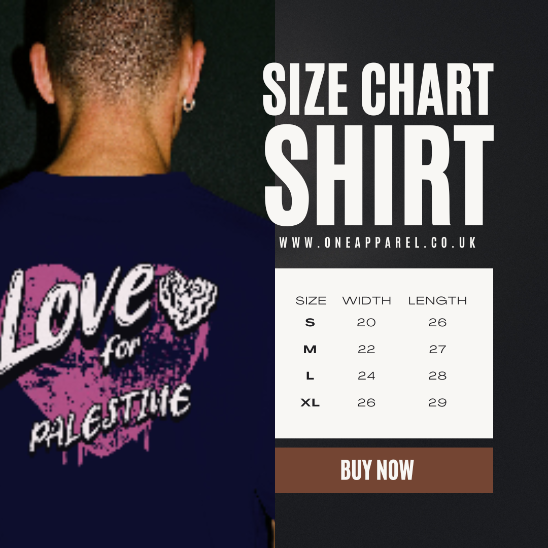 Love for Palestine T-shirt - Navy with purple heart
