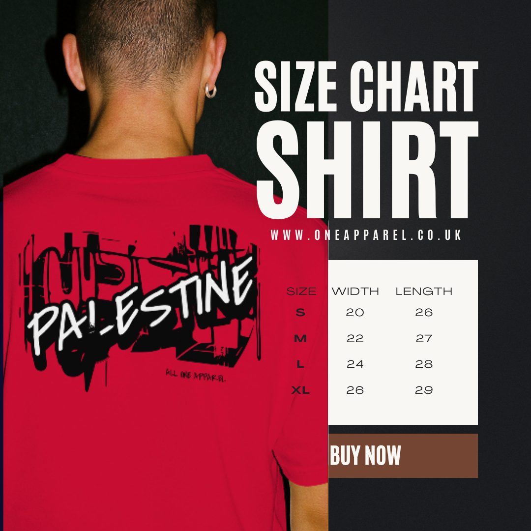 3D Bold Palestine Statement T-Shirt. - Red