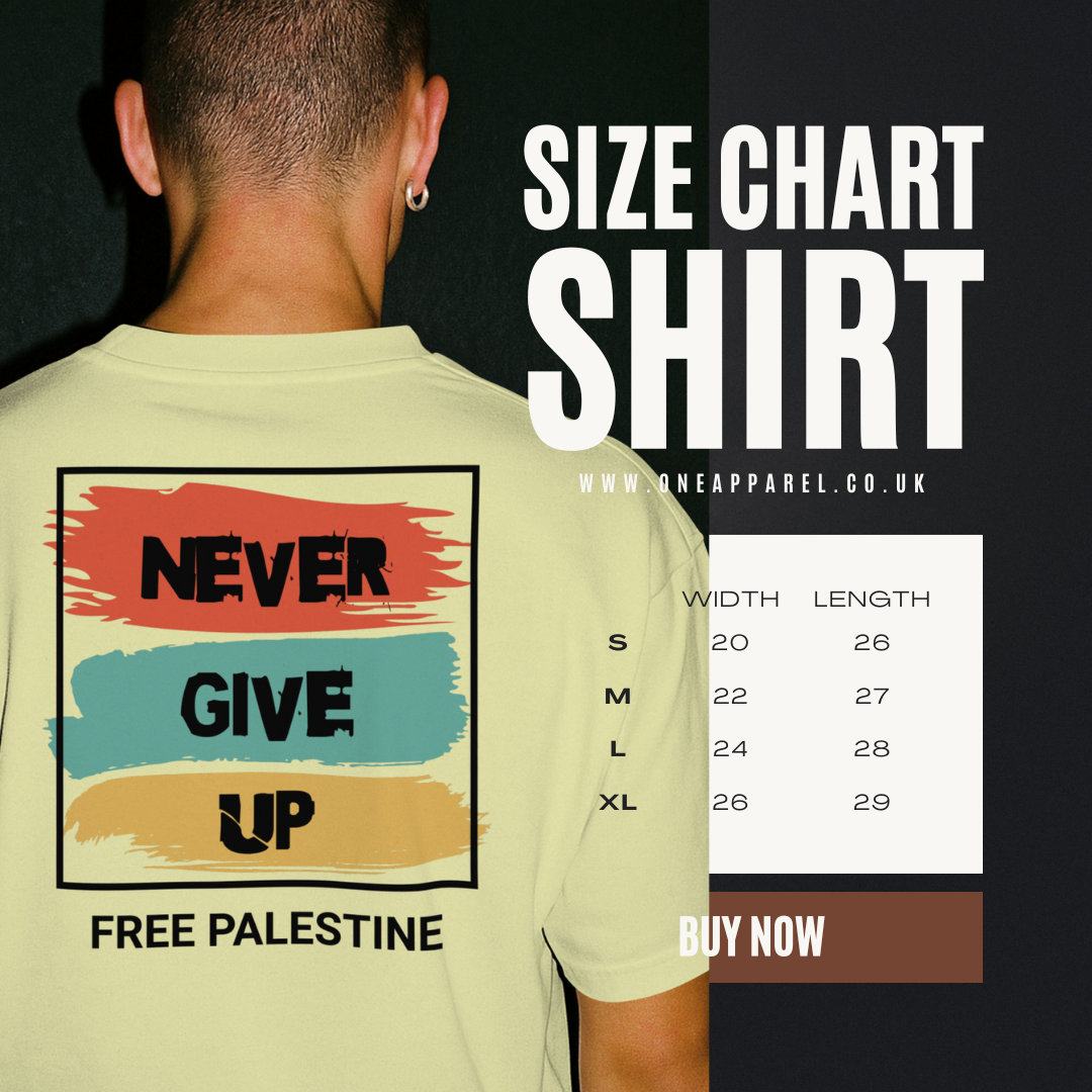 Free Palestine- Never give up statement tee in off white