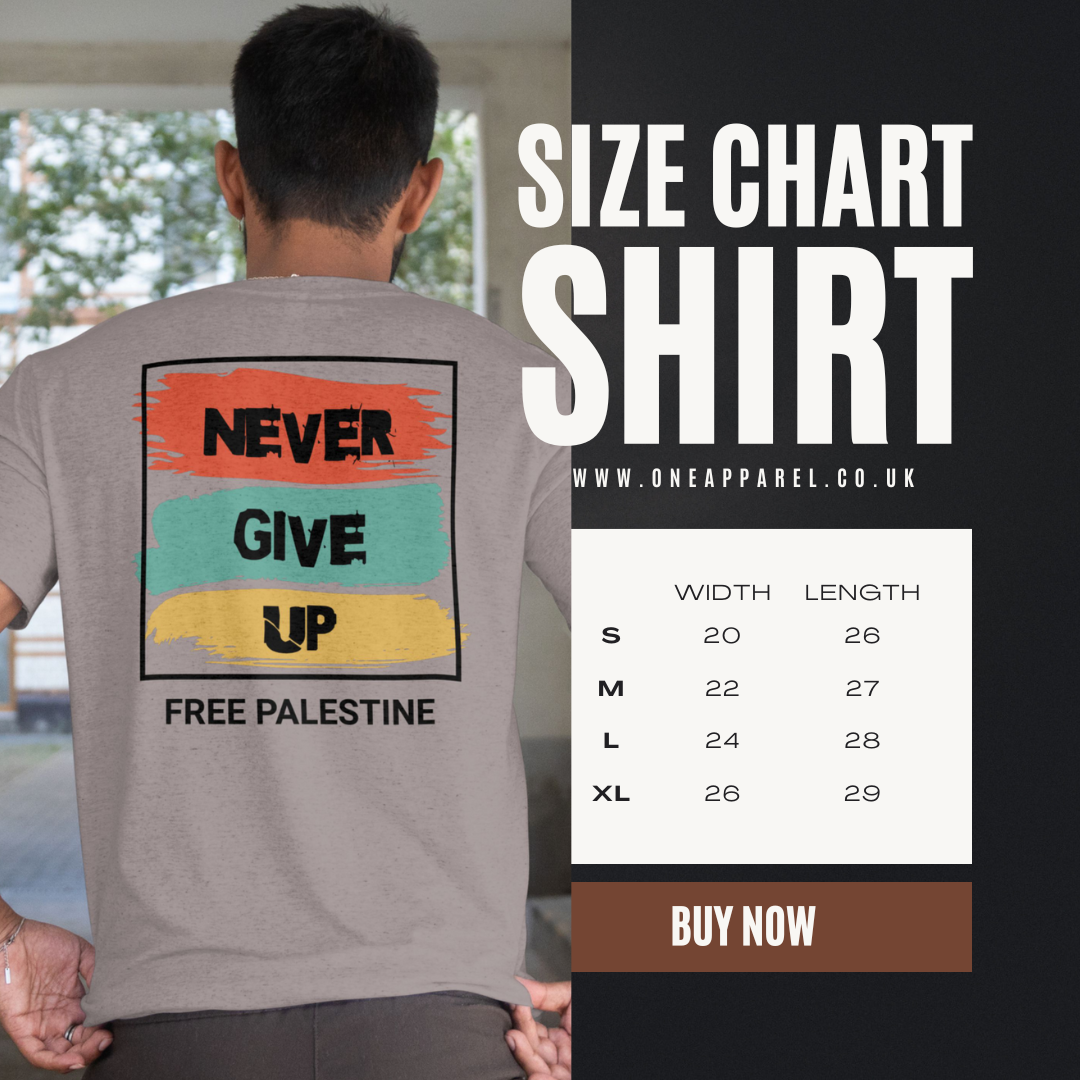 Free Palestine- Never give up statement tee in heather grey