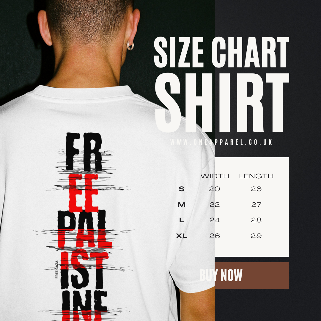Free Palestine Vertical statement Tee in white, with black and red design