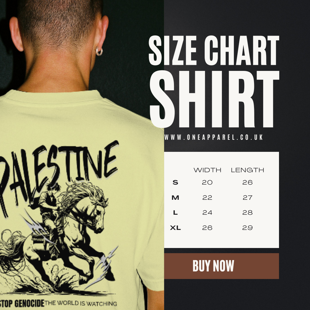 Free Palestine tee in off white - with black horse graphic design