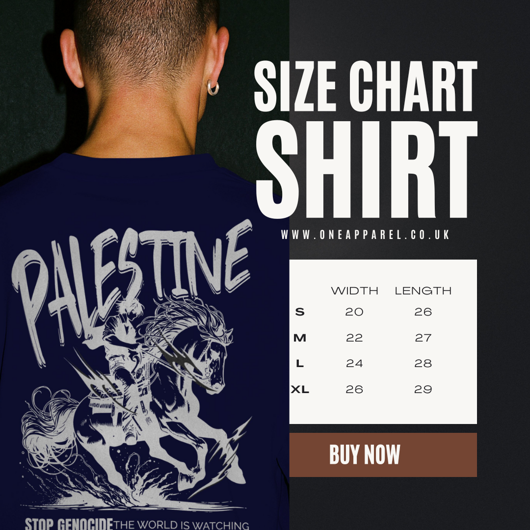 Free Palestine tee in navy- with silver horse graphic design