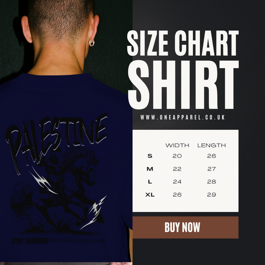 Free Palestine tee in navy- with black horse design