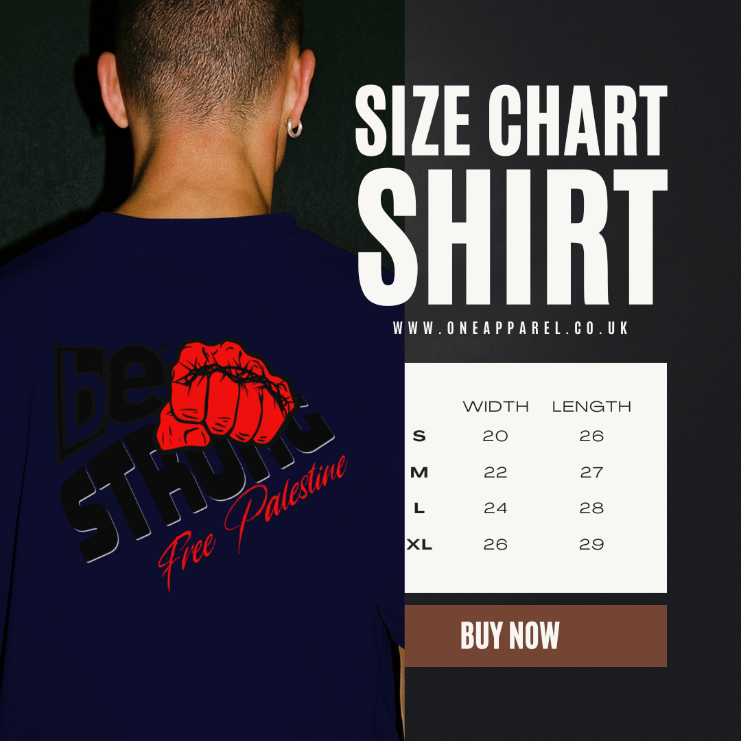 Free Palestine tee shirt in navy with black and red graphic design