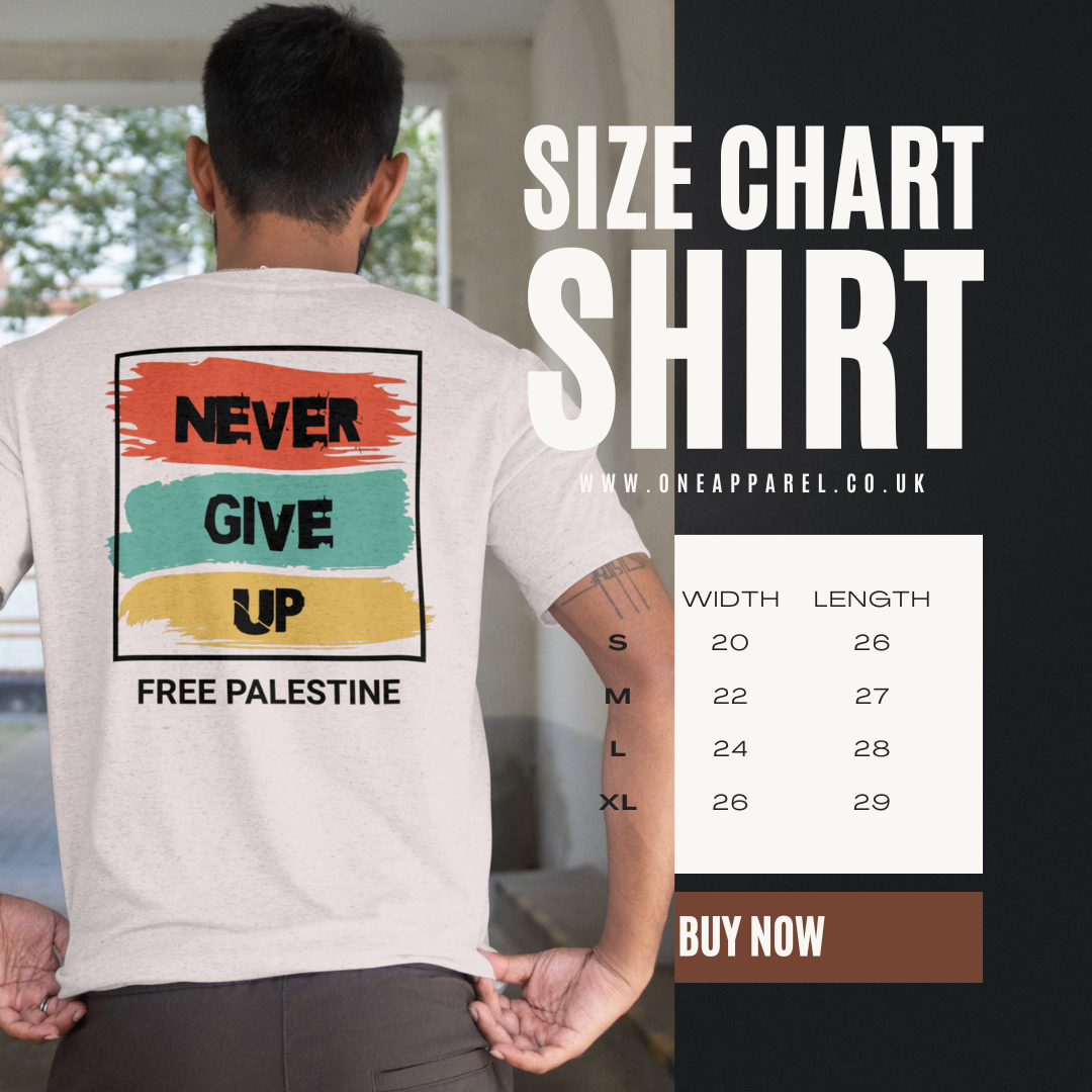 Free Palestine- Never give up tee in grey