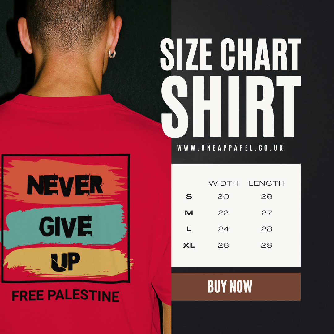 Free Palestine- Never give up tee in red