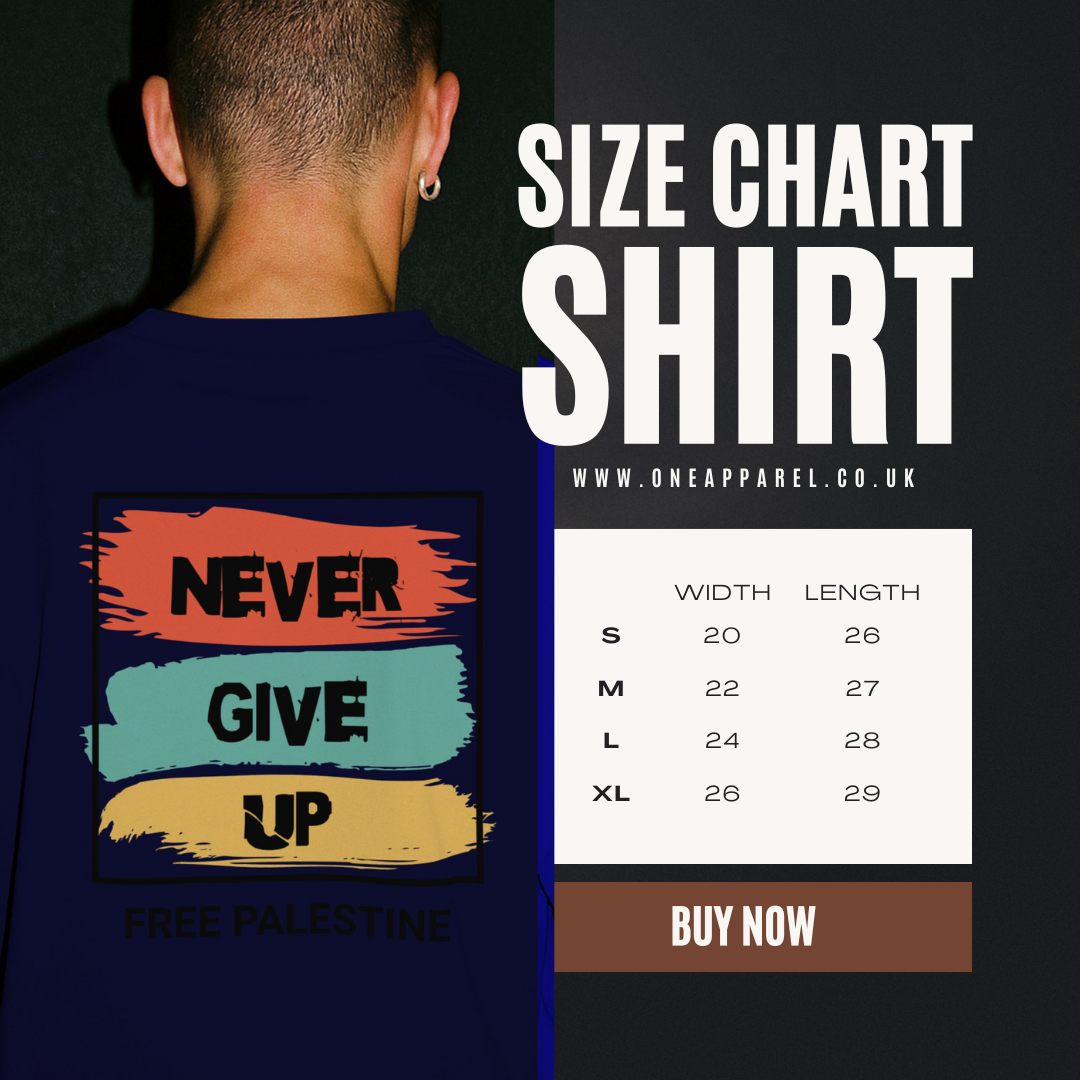 Free Palestine- Never give up tee in navy