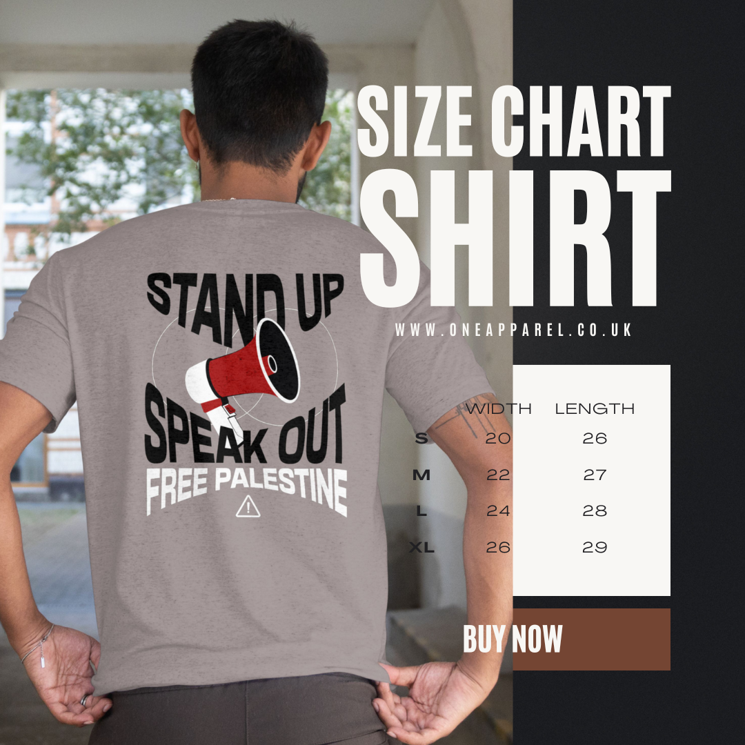 Free Palestine- speak out - statement tee in heather grey with black and white text