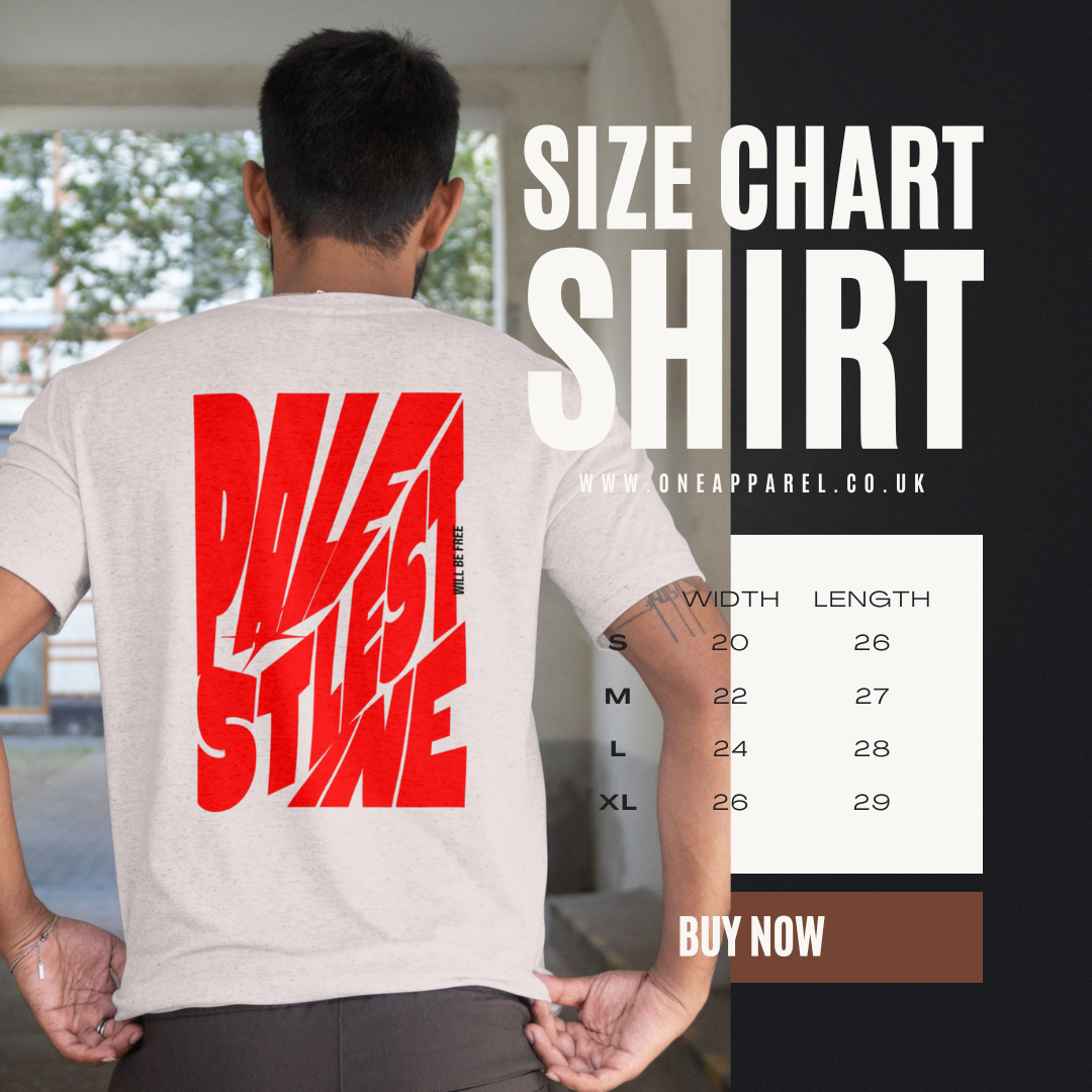 Palestine tee in sport grey with red bold text