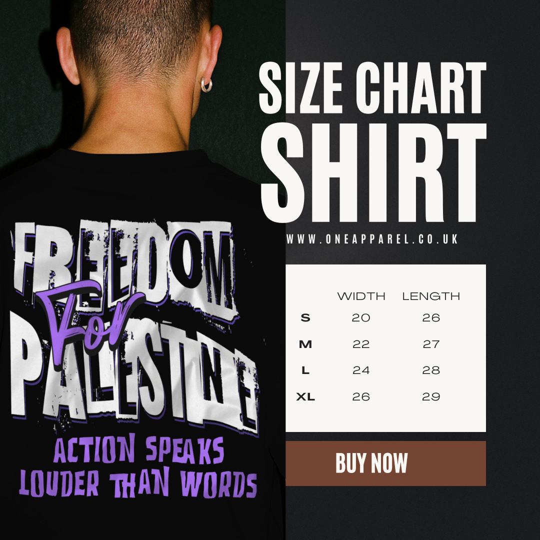 Freedom for Palestine tee in navy with white and purple text