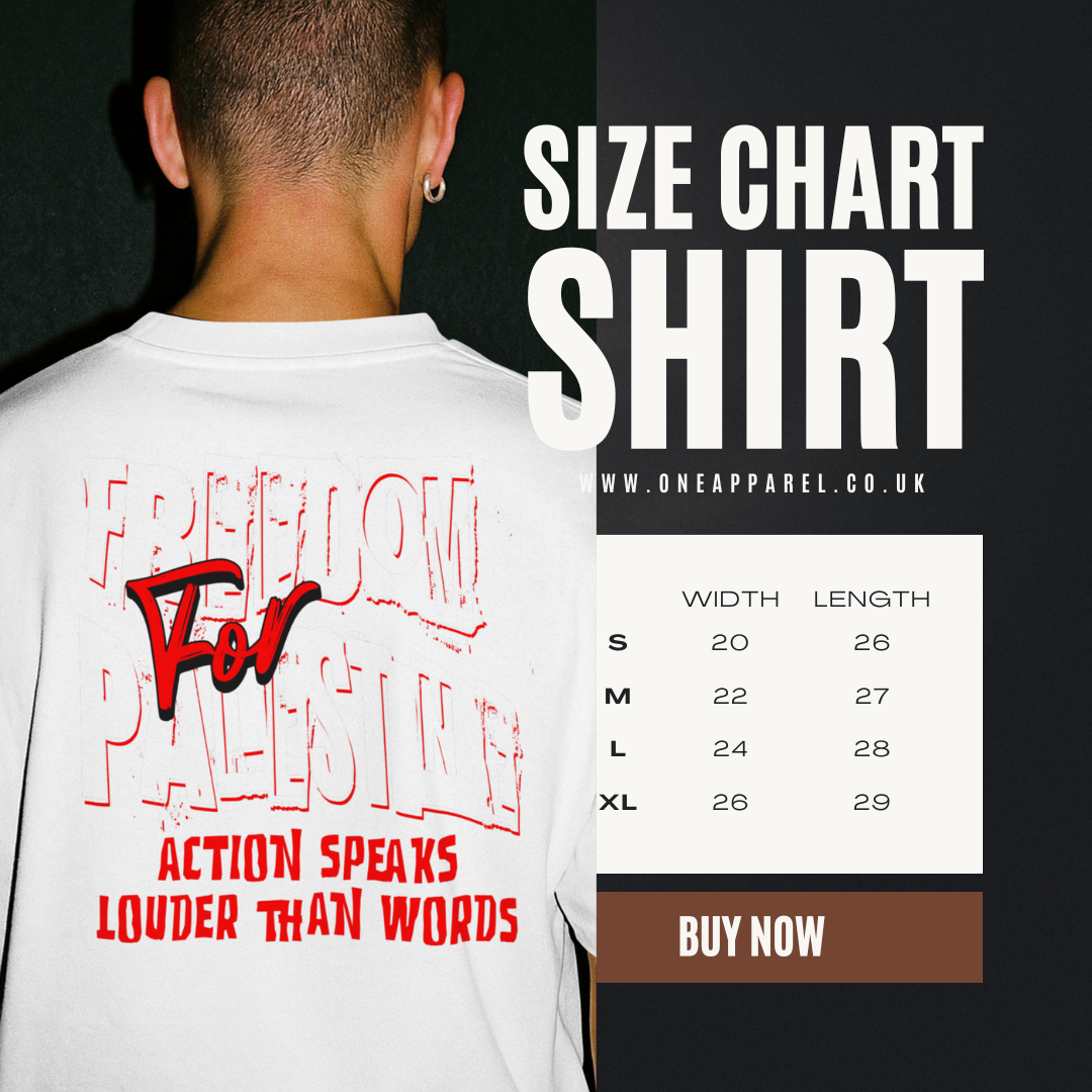 Freedom for Palestine tee in white with red and white text