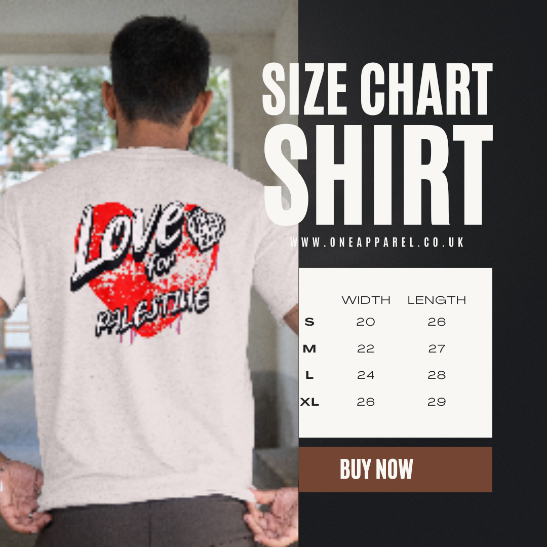 Love for Palestine T-shirt- sport grey with red heart