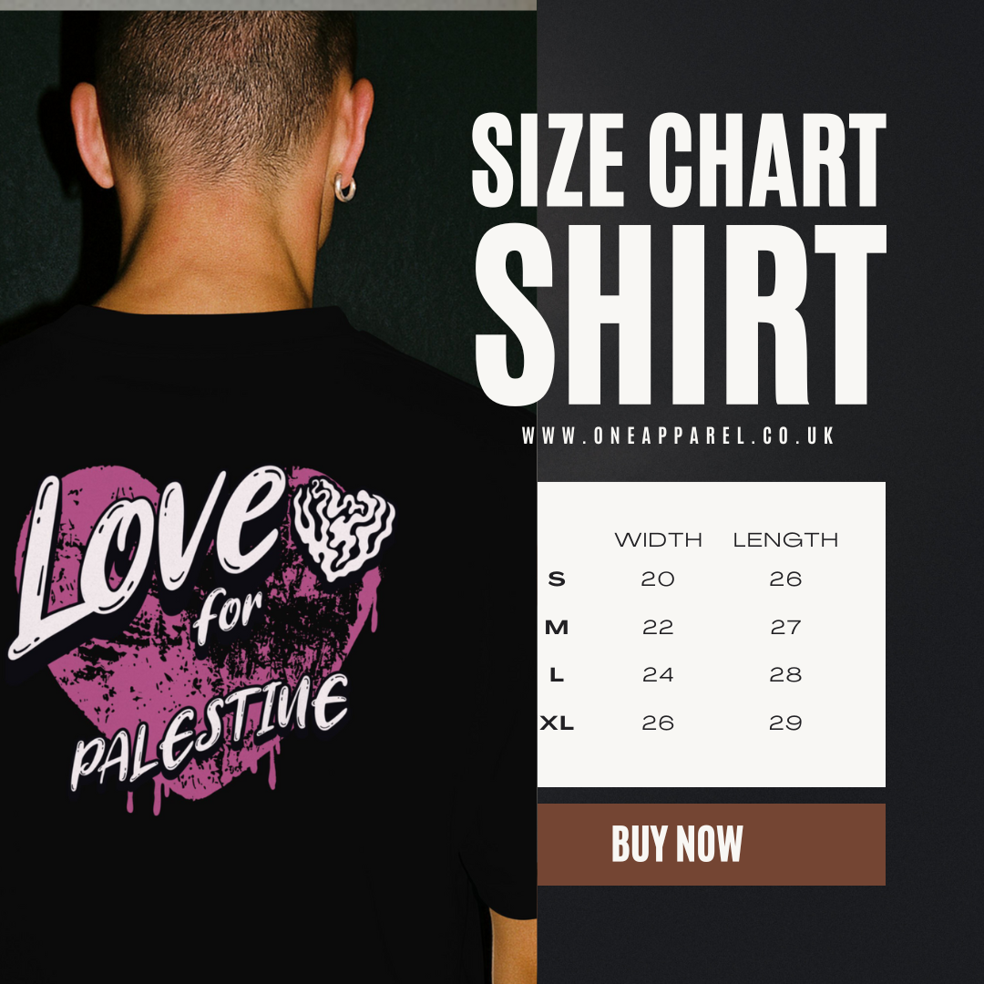 Love for Palestine T-shirt- black with purple heart