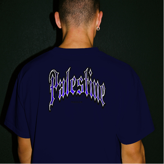 Palestine- Freedom Gothic tee- navy