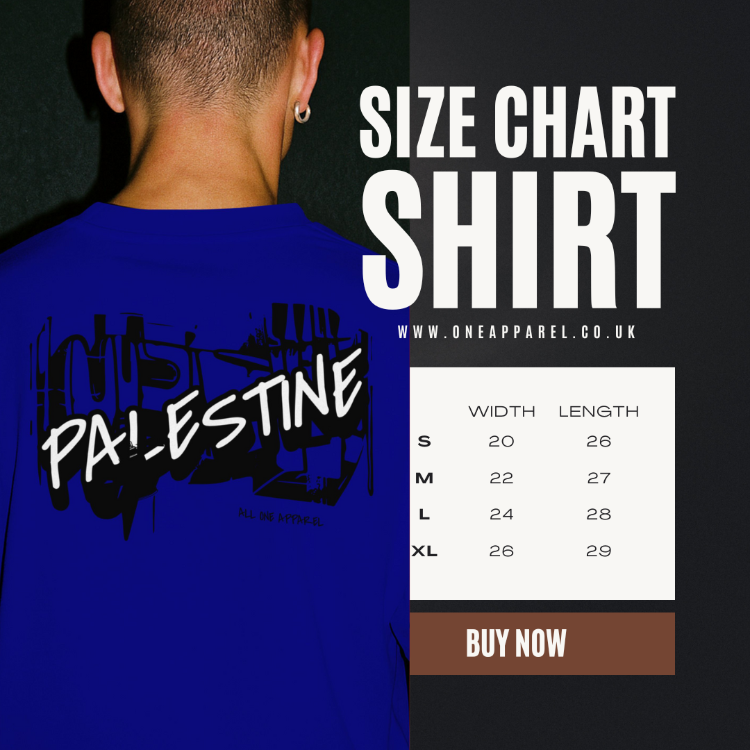 3D Bold Palestine Statement T-shirt- Royal blue ( Black and white graphic)
