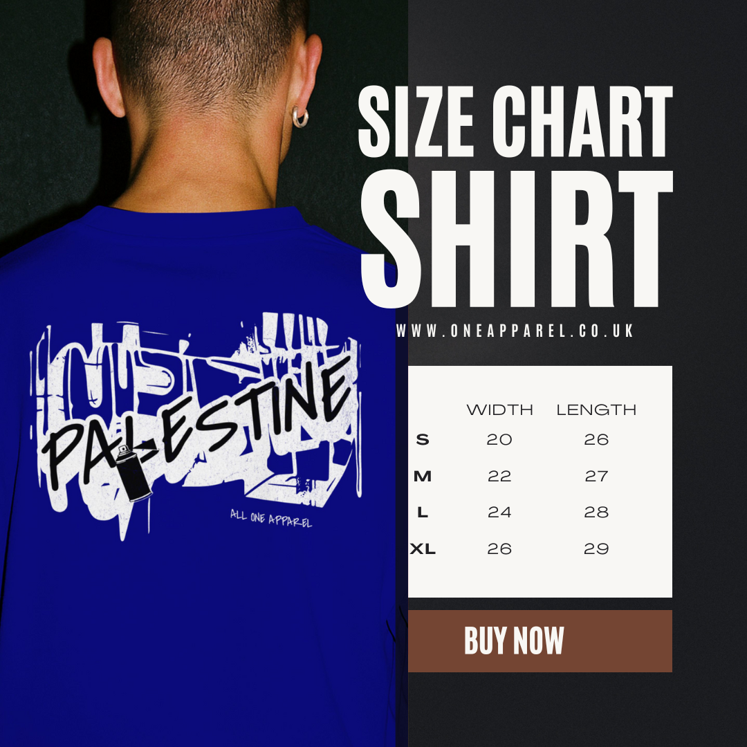3D Bold Palestine Statement T-shirt-  Royal blue ( Black and white graphic)