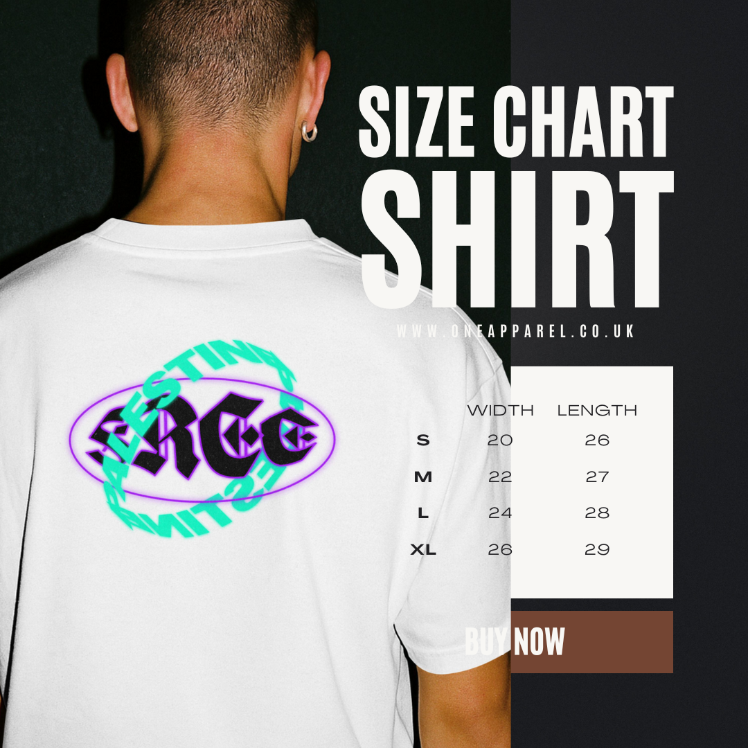 Free Palestine- Distorted Text Graphic Tee in white (Green +Purple)