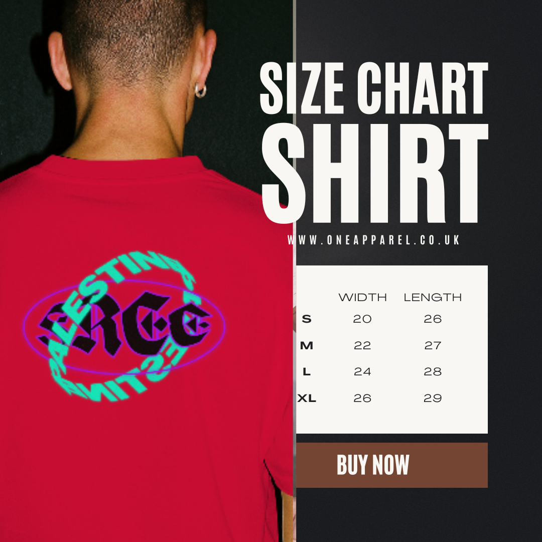 Free Palestine- Distorted Text Graphic Tee in Red (