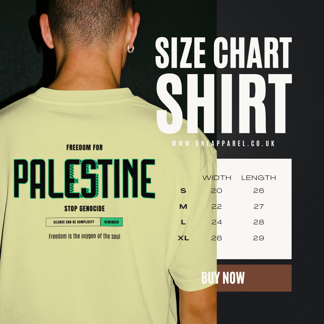 Free for Palestine graphic T-shirt in off white with black + green text