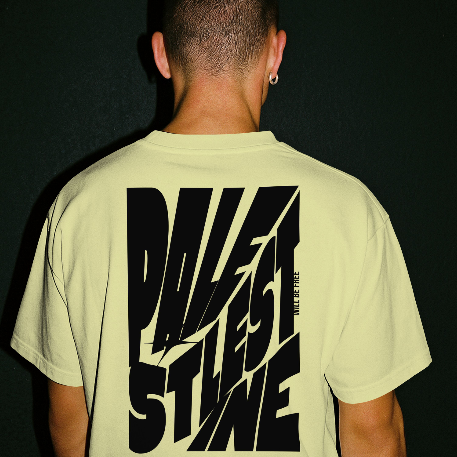 Palestine tee in offwhite with black bold text