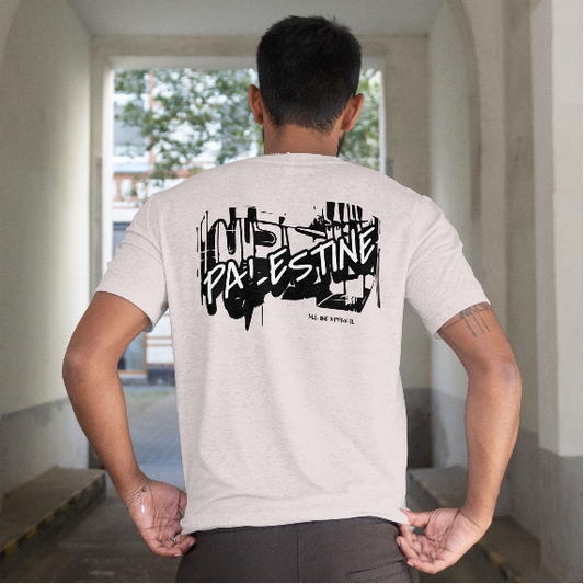 3D Bold Palestine Statement T-Shirt - Sport Grey