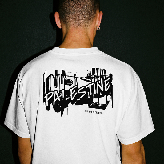 3D Bold Palestine Statement T-Shirt -white
