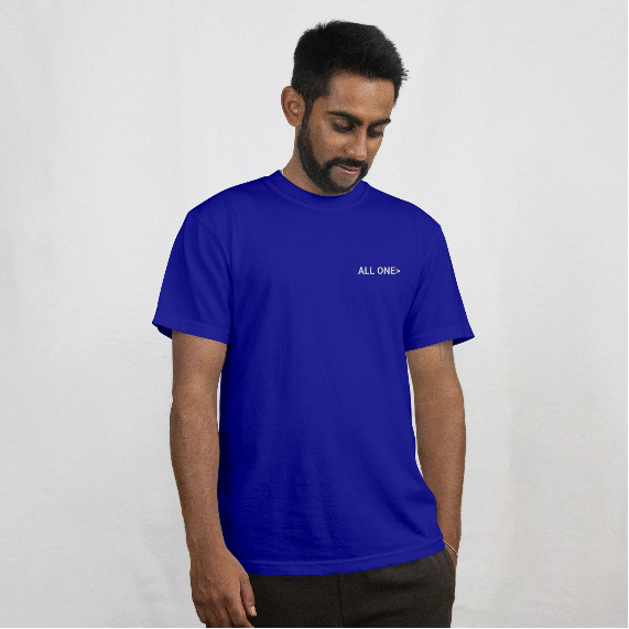Palestine tee in royal blue with red bold text