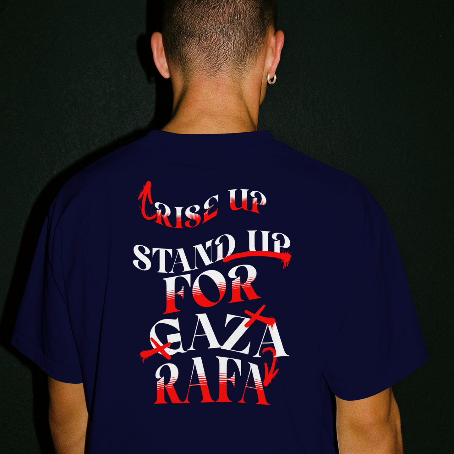 Stand up for Gaza statement tee - navy