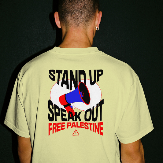 Free Palestine- speak out- statement tee in off white