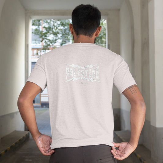 Palestine - power statement tee in sport grey with white text