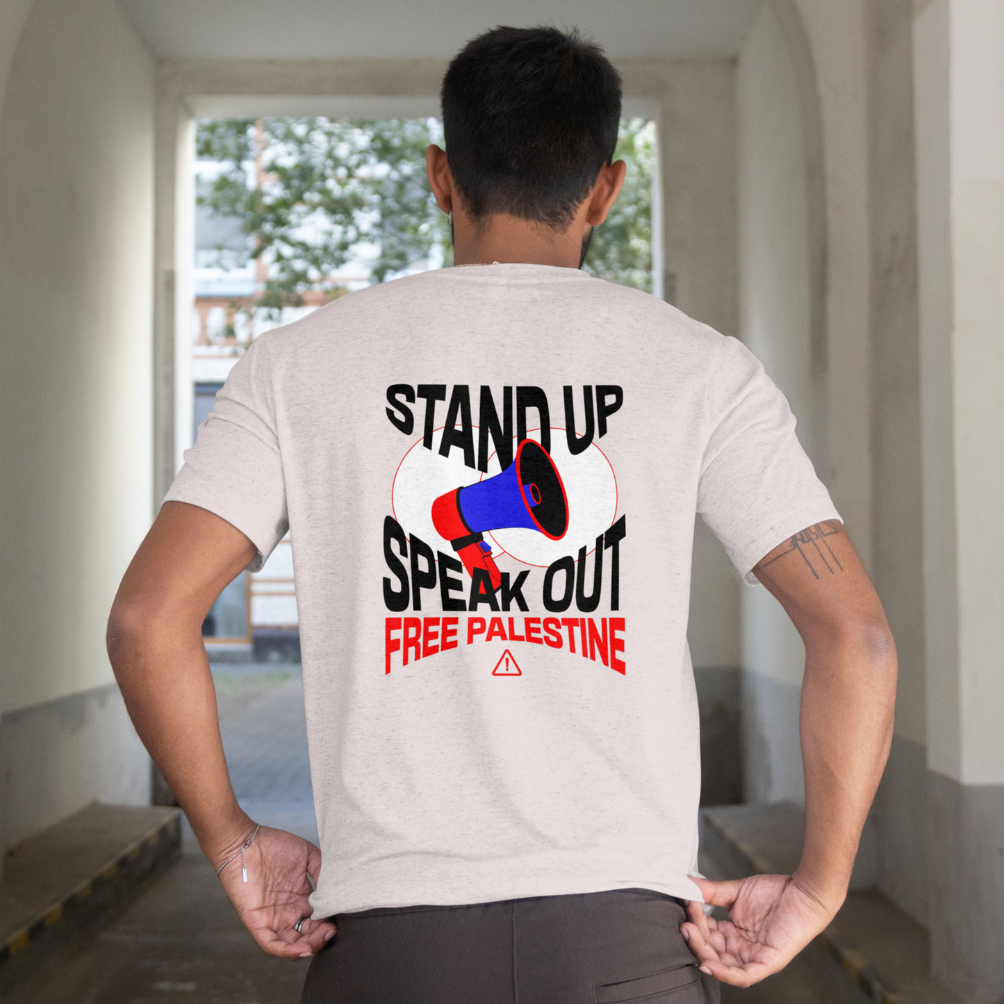 Free Palestine- speak out- statement tee in grey