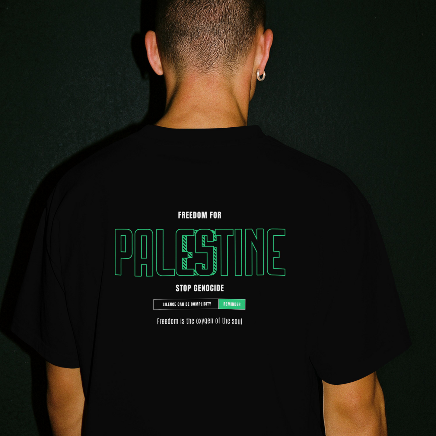Freedom for Palestine men’s graphic T-shirt in black