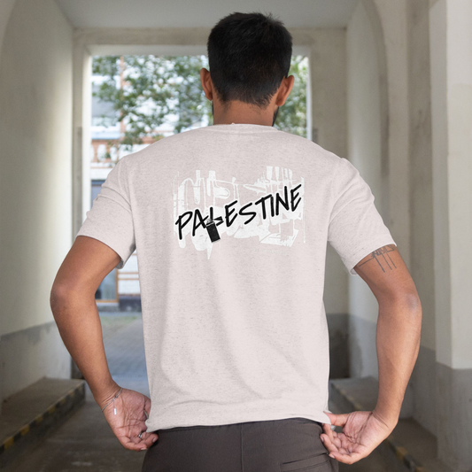3D Bold Palestine Statement T-shirt- sport grey ( Black and white graphic)